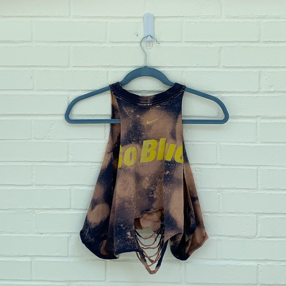 Restyled Distressed Nike Michigan Crop Tank - Picture 5 of 10